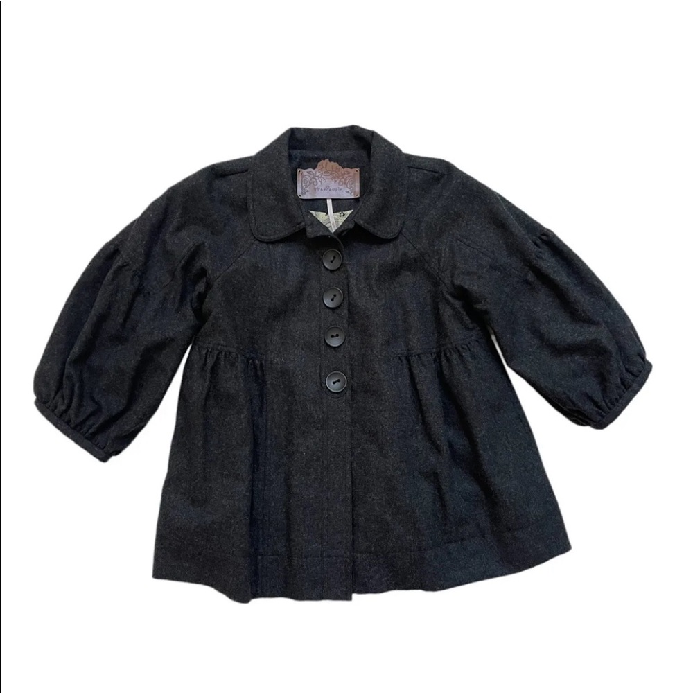 Free People Wool Coat Jacket Womens Sz Small Heather Gray Lined - Picture 4 of 9